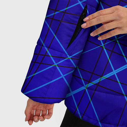 Женская зимняя куртка Сине-черная геометрия 3D / 3D-Черный – фото 5