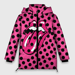 Куртка зимняя женская Rolling stones pink logo, цвет: 3D-черный