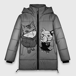 Куртка зимняя женская Котики в масках, цвет: 3D-черный