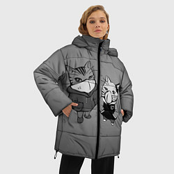Куртка зимняя женская Котики в масках, цвет: 3D-черный — фото 2