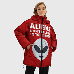 Куртка зимняя женская Пришельцы не верят в людей, цвет: 3D-черный — фото 2