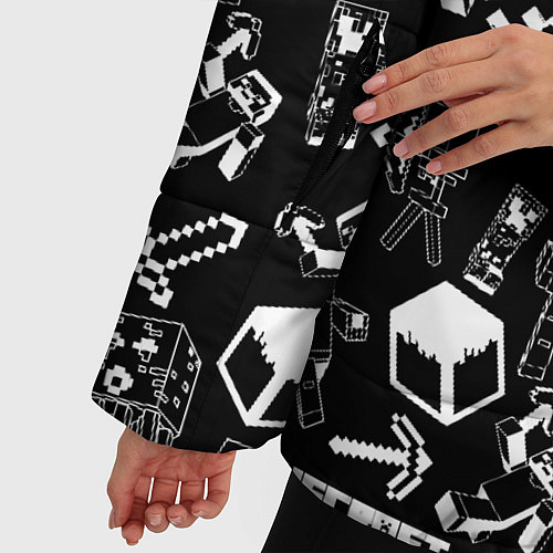 Женская зимняя куртка Minecraft pattern / 3D-Черный – фото 5
