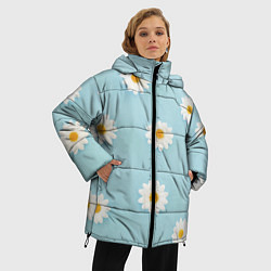 Куртка зимняя женская Узор с ромашками, цвет: 3D-светло-серый — фото 2