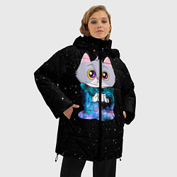 Куртка зимняя женская Котёнок в пледе, цвет: 3D-красный — фото 2