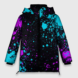 Куртка зимняя женская БРЫЗГИ КРАСКИ NEON, цвет: 3D-черный