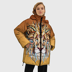 Куртка зимняя женская Стилизованный арт ЛЕВ морда, цвет: 3D-красный — фото 2