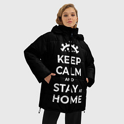 Куртка зимняя женская Keep calm and stay at home, цвет: 3D-черный — фото 2