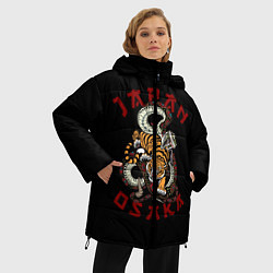 Куртка зимняя женская Японский Тигр иероглиф сзади, цвет: 3D-красный — фото 2