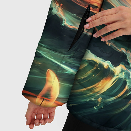 Женская зимняя куртка Фэнтези море корабли закат / 3D-Черный – фото 5