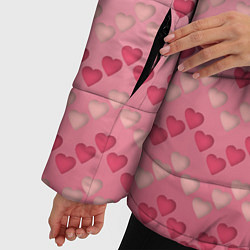 Куртка зимняя женская Узор милые сердца зигзагами, цвет: 3D-черный — фото 2