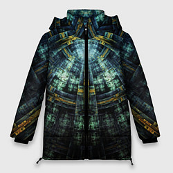 Куртка зимняя женская Фрактал узор будущее масоны, цвет: 3D-черный