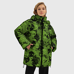 Куртка зимняя женская Камуфляж Черепа Текстура, цвет: 3D-черный — фото 2