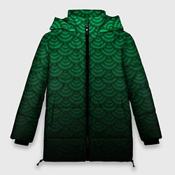 Куртка зимняя женская Узор зеленая чешуя дракон, цвет: 3D-красный