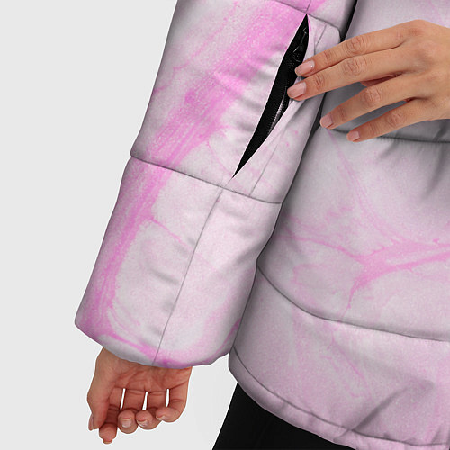 Женская зимняя куртка Розовые разводы краска зефир / 3D-Черный – фото 5