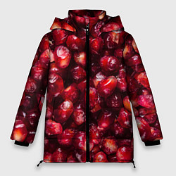 Куртка зимняя женская Много ягод граната ярко сочно, цвет: 3D-черный