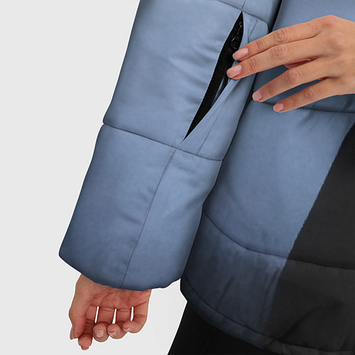 Женская зимняя куртка Силуэт ворон капюшон ночь / 3D-Черный – фото 5