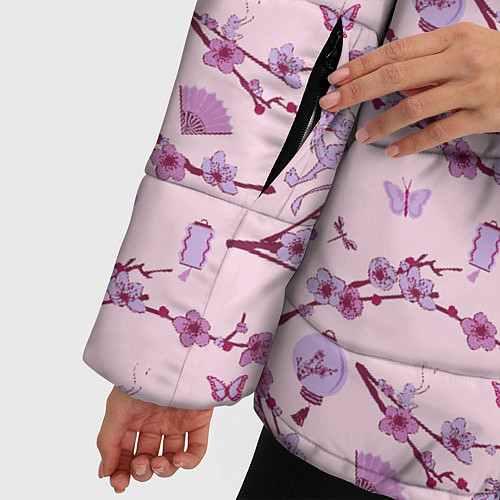 Женская зимняя куртка Mulan Flowers Pattern / 3D-Черный – фото 5