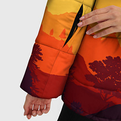 Куртка зимняя женская Горы закат пейзаж лиса арт, цвет: 3D-светло-серый — фото 2