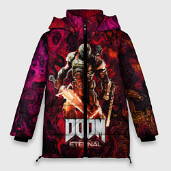 Куртка зимняя женская Doom Eternal Дум Этернал, цвет: 3D-красный