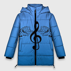 Женская зимняя куртка Скрипичный ключ и крылья ноты