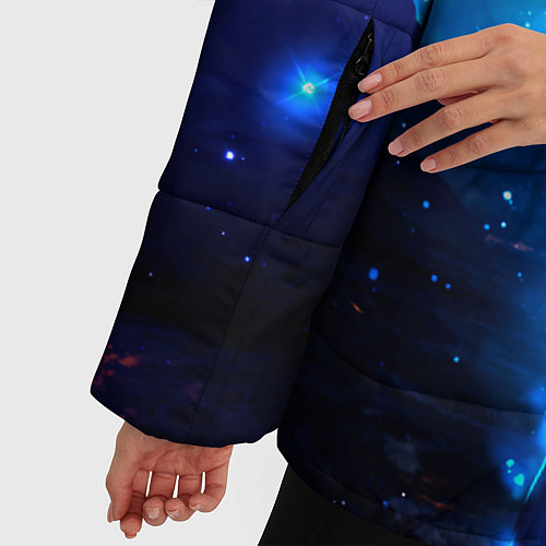 Женская зимняя куртка Внеземная пара луна ночь / 3D-Черный – фото 5