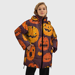 Куртка зимняя женская Весёлые тыквы, цвет: 3D-светло-серый — фото 2