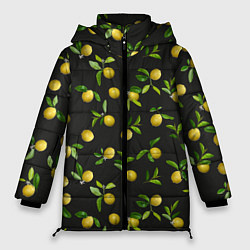 Куртка зимняя женская Лимончики на черном, цвет: 3D-черный