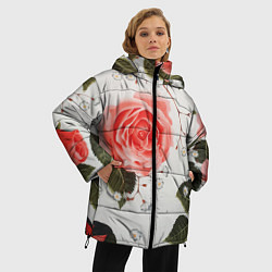 Куртка зимняя женская Нежные розы, цвет: 3D-черный — фото 2