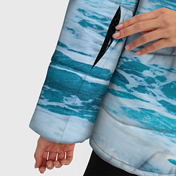 Куртка зимняя женская Вода волны пена море, цвет: 3D-черный — фото 2