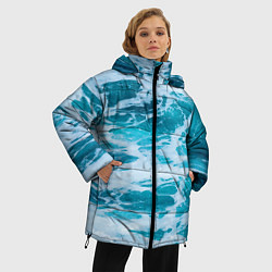 Куртка зимняя женская Вода волны пена море, цвет: 3D-черный — фото 2