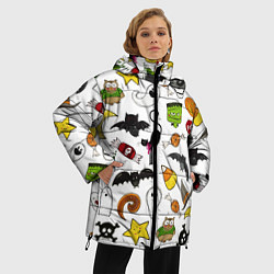 Куртка зимняя женская Хэллоуин паттерн, цвет: 3D-черный — фото 2
