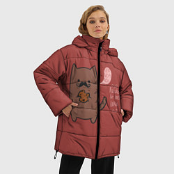 Куртка зимняя женская Котик любит печеньки, цвет: 3D-черный — фото 2