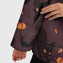 Куртка зимняя женская Хэллоуиновский кот, цвет: 3D-черный — фото 2