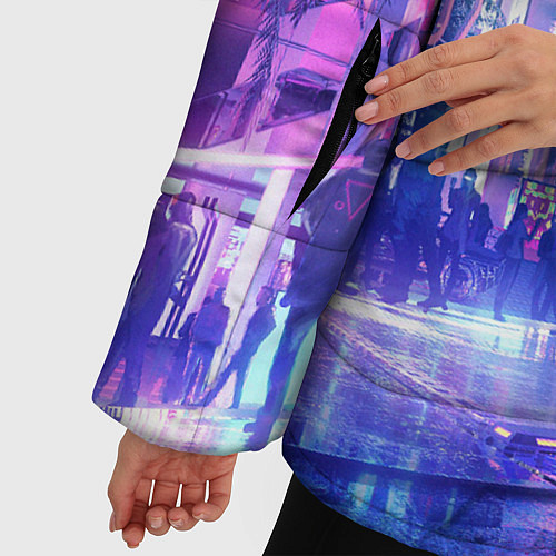 Женская зимняя куртка Cyberpunk city / 3D-Черный – фото 5