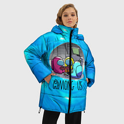 Куртка зимняя женская Among Us карты, цвет: 3D-черный — фото 2