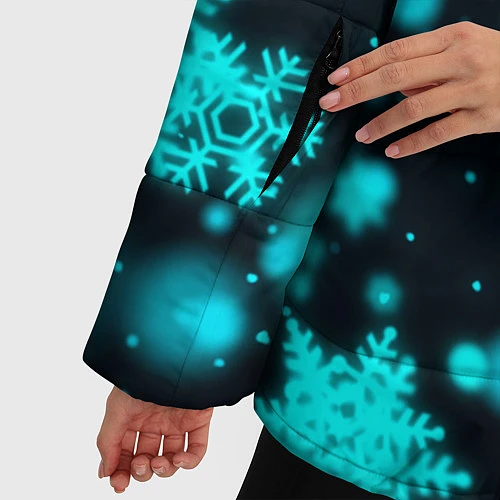 Женская зимняя куртка Новогодний пингвин / 3D-Черный – фото 5