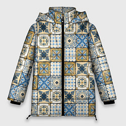 Куртка зимняя женская Плитка, орнамент, узор, цвет: 3D-черный