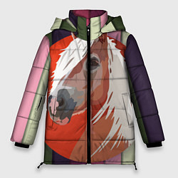 Куртка зимняя женская Лошадь с фоном, цвет: 3D-черный