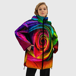 Куртка зимняя женская Роза, лепестки, разноцветный,, цвет: 3D-черный — фото 2