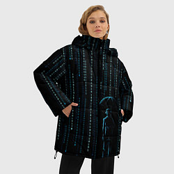 Куртка зимняя женская Двоичный дождь, матрица, цвет: 3D-черный — фото 2