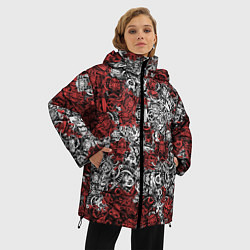 Куртка зимняя женская Красные и Белые самураи, цвет: 3D-черный — фото 2