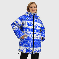 Куртка зимняя женская AMONG US НОВОГОДНИЙ УЗОР, цвет: 3D-светло-серый — фото 2