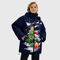 Куртка зимняя женская Рождественская Панда, цвет: 3D-черный — фото 2