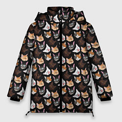 Куртка зимняя женская Много котов, цвет: 3D-черный