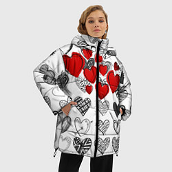 Куртка зимняя женская Сердца, цвет: 3D-красный — фото 2