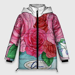 Куртка зимняя женская Букет Роз, цвет: 3D-черный