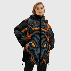 Куртка зимняя женская Волк и дракон, цвет: 3D-черный — фото 2
