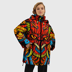 Куртка зимняя женская Череп киборг, цвет: 3D-черный — фото 2