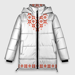 Куртка зимняя женская Белорусская вышиванка, цвет: 3D-светло-серый
