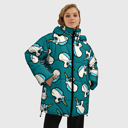 Куртка зимняя женская Крутые Единороги, цвет: 3D-черный — фото 2